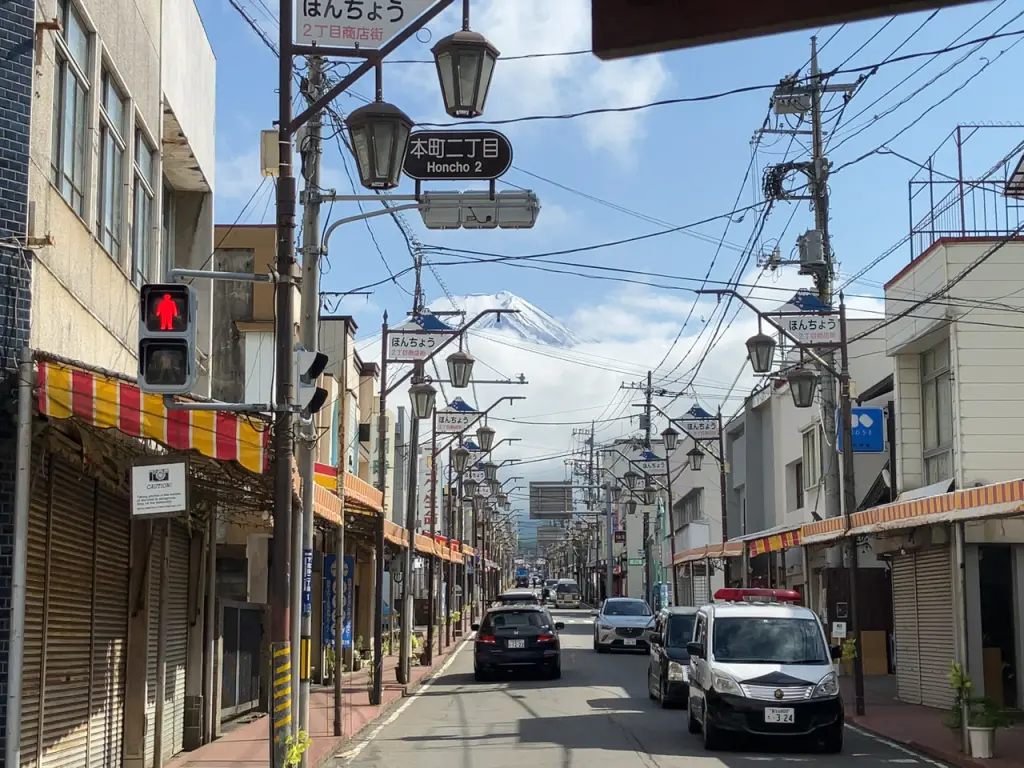 富士吉田商店街　昭和レトロ　富士山